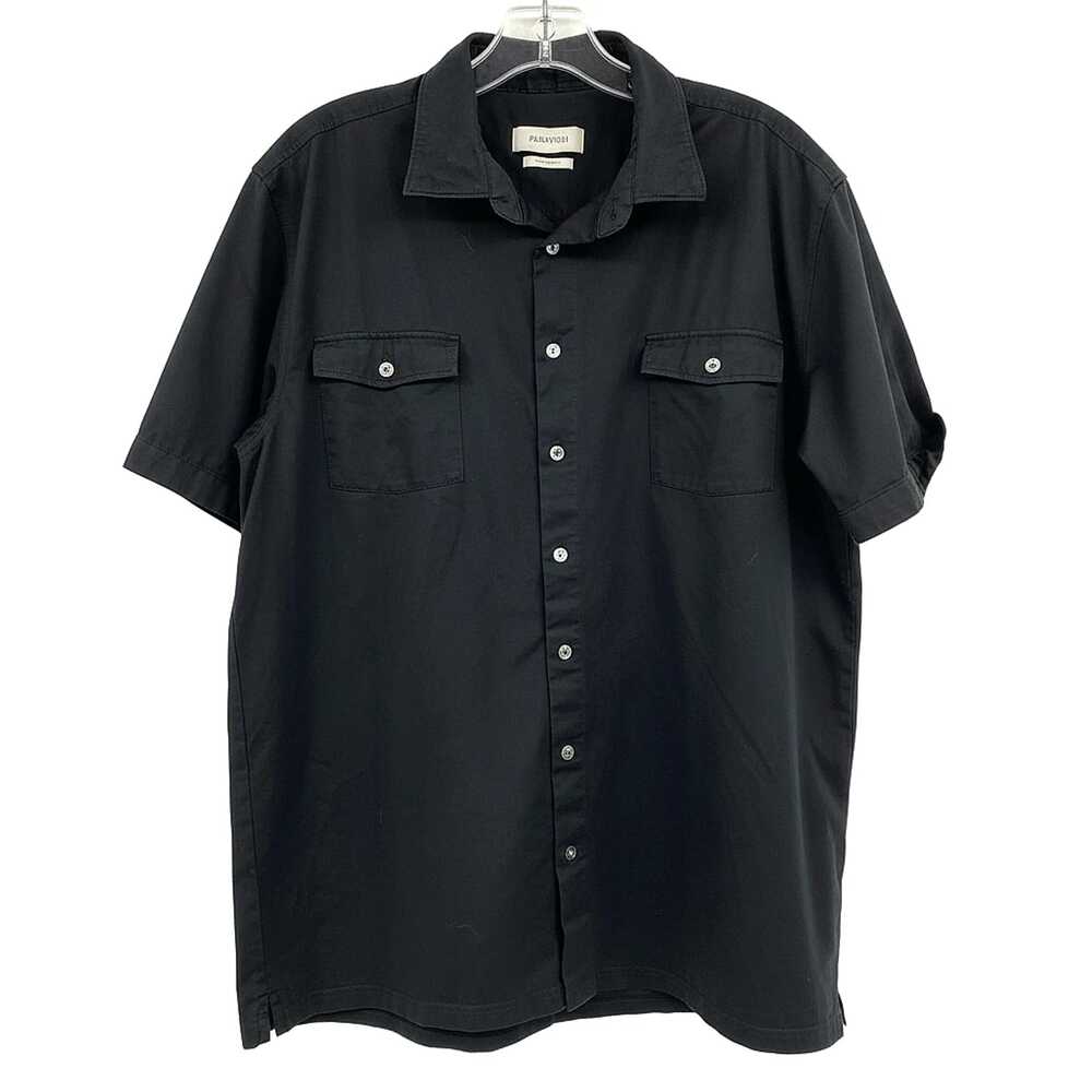 Bugatchi Black Cotton Blend Short Sleeve Casual Button Down Shirt | XXL